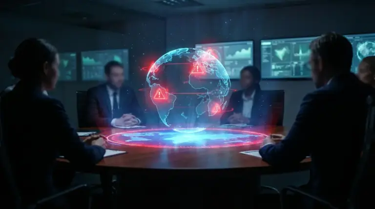 Digital war room map displaying tactical nuclear warning indicators.