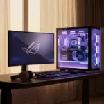 iBuyPower gaming desktop setup with RGB lighting