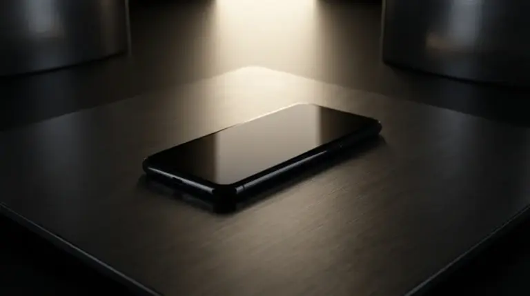 Samsung Galaxy S26 Ultra smartphone on a dark metallic surface